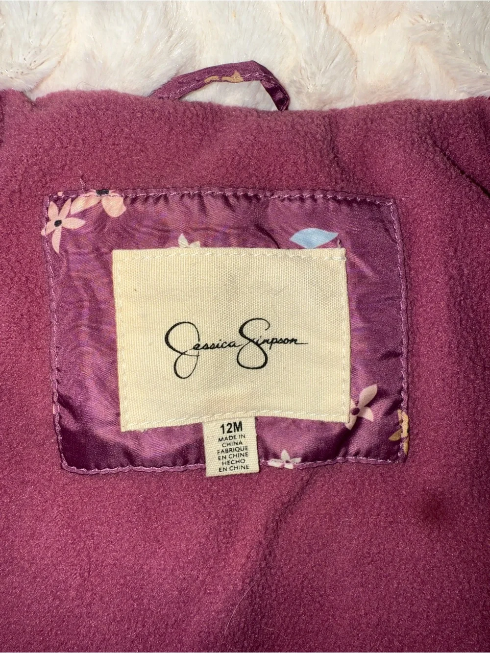 Jessica Simpson Mauve Floral Hooded Puffer Coat